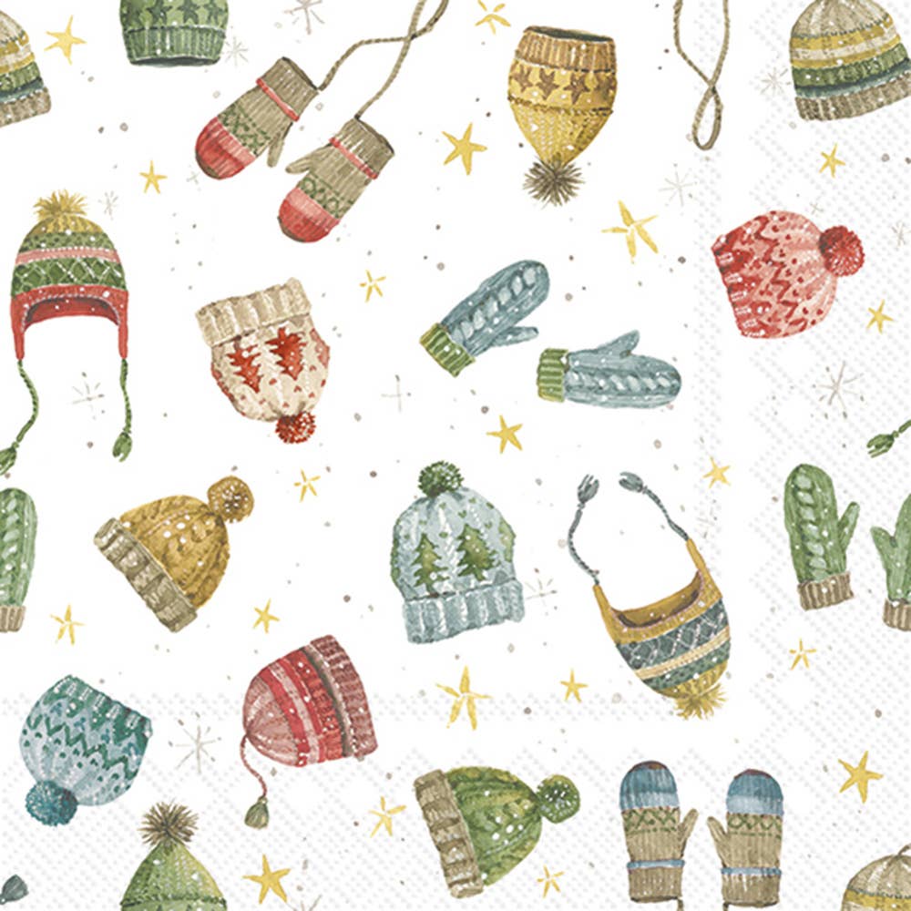 Paper Lunch Napkins 20/pack Hats And Gloves Christmas