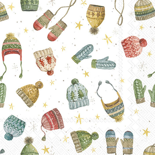Paper Lunch Napkins 20/pack Hats And Gloves Christmas