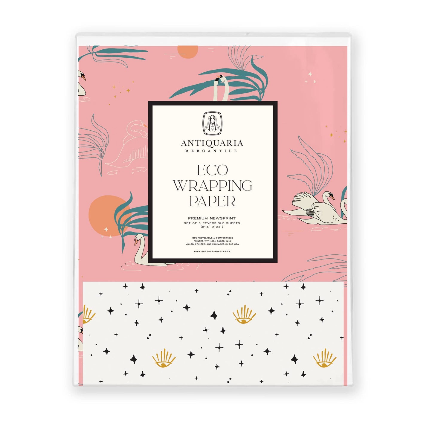 Swans Eco Gift Wrap, Pack of 3 Sheets