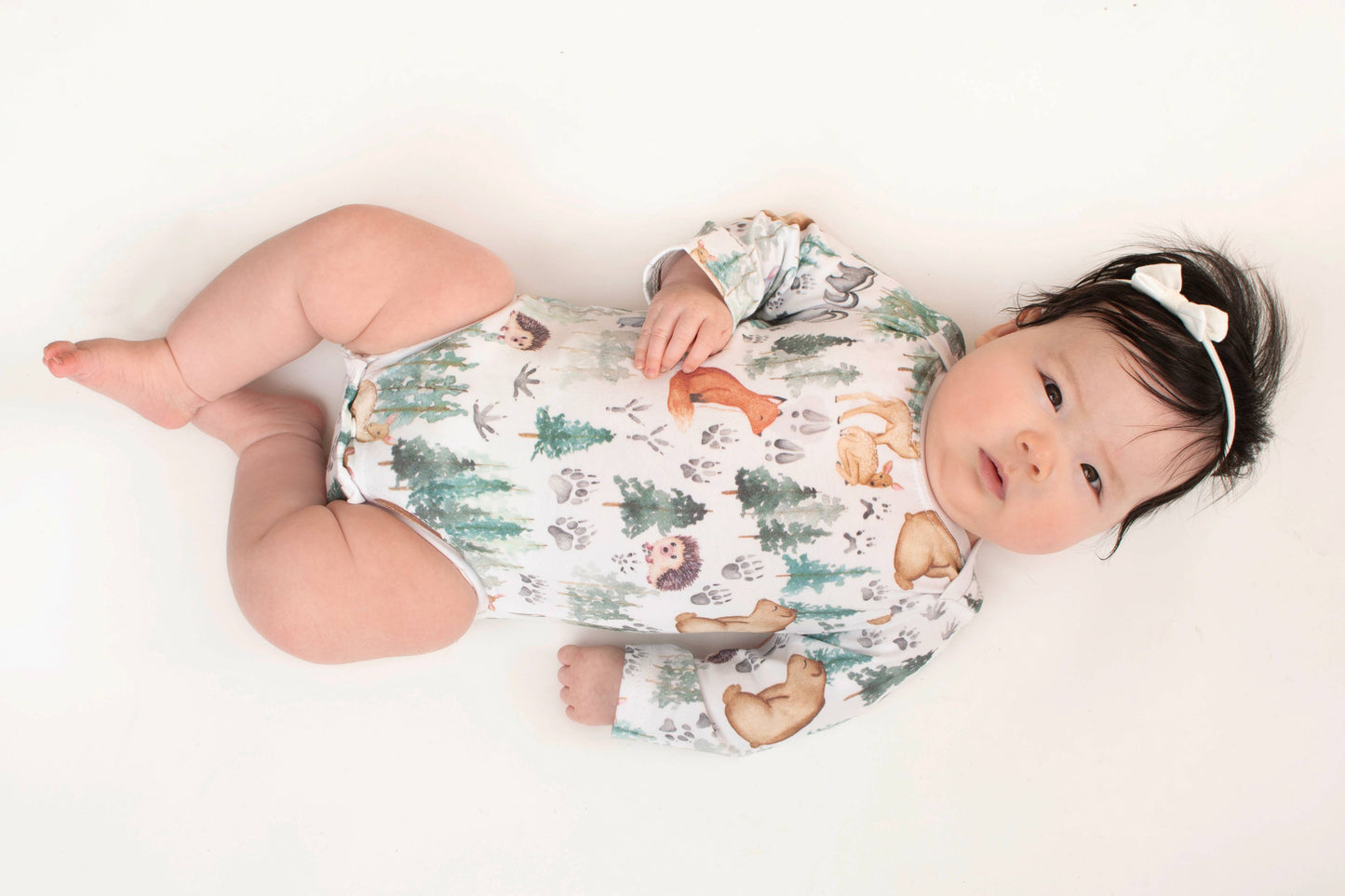 Woodland bodysuit,infant clothing, bodysuit,infant romper: Newborn / Short sleeve