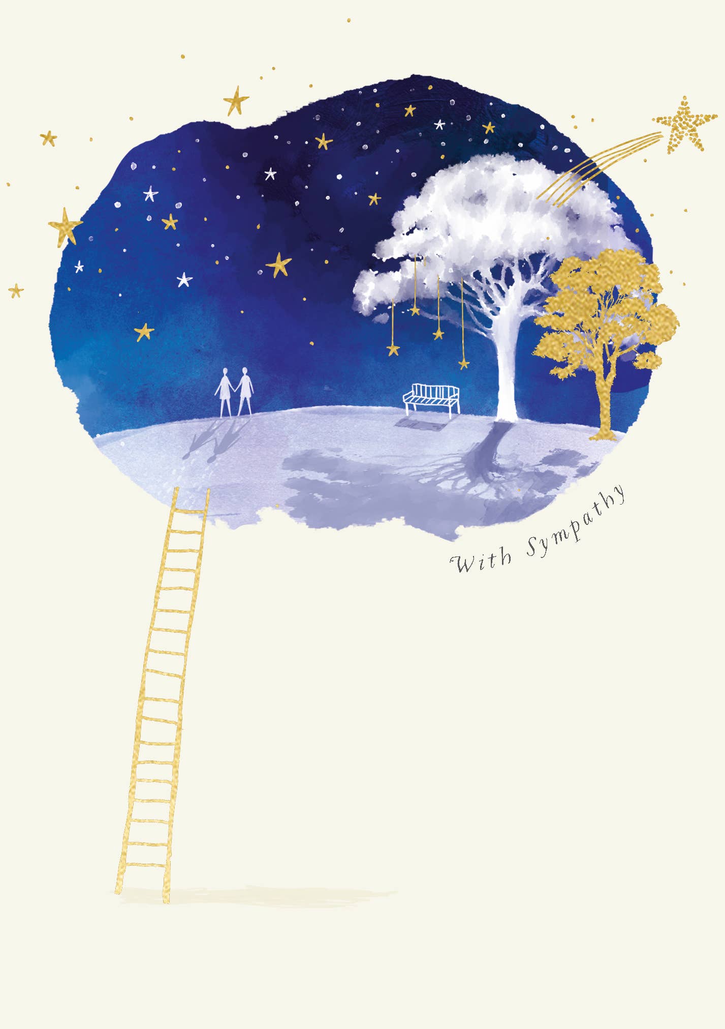SYMPATHY GREETING CARD  BENCH STARS LING DESIGN