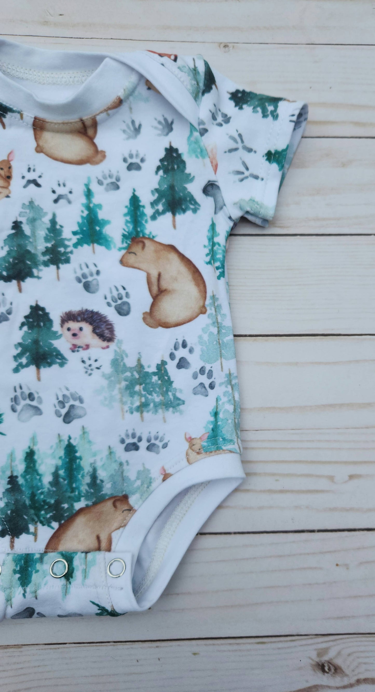 Woodland bodysuit,infant clothing, bodysuit,infant romper: Newborn / Short sleeve
