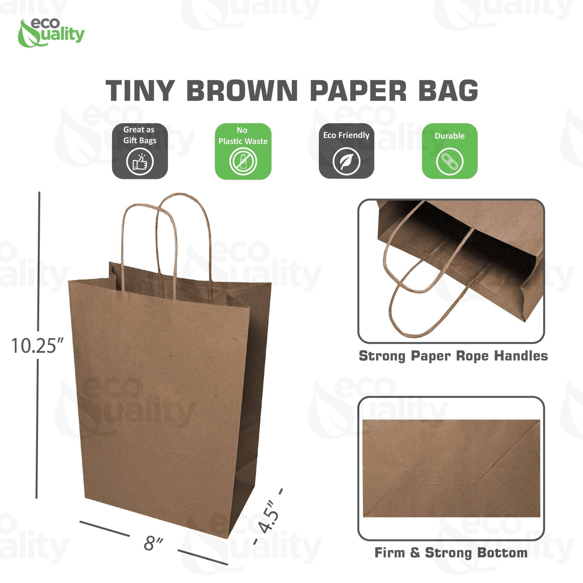8x4.5x10.25 Tiny Kraft Paper Gift Bags: 100 - The Regal Find