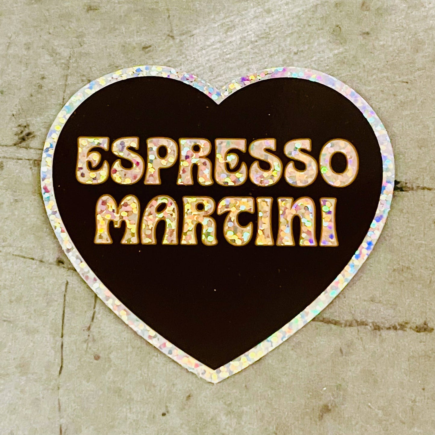 Espresso Martini Sparkly Heart Sticker