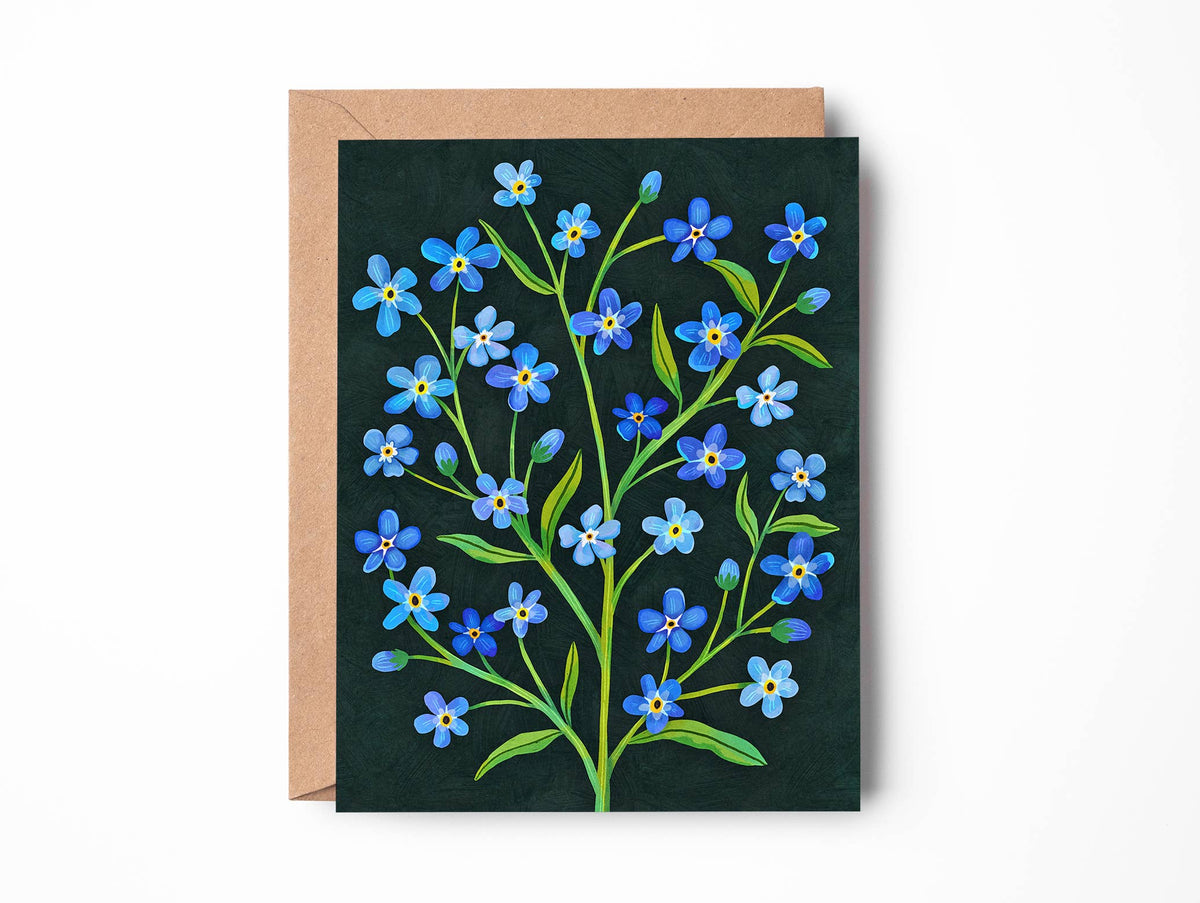 Forget Me Not Greeting Card Blue Flowers Blank Everyday Card