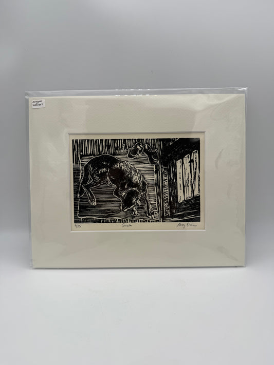 Siesta Original Woodcut 8x10 Print