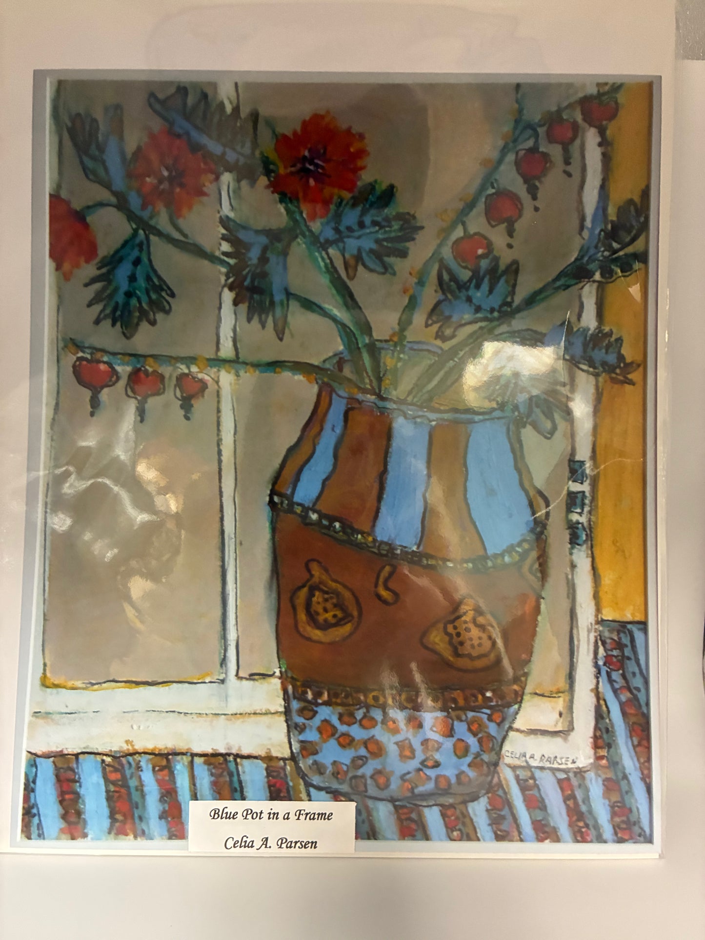 Blue Pot in a Frame - 11 x 14 Print