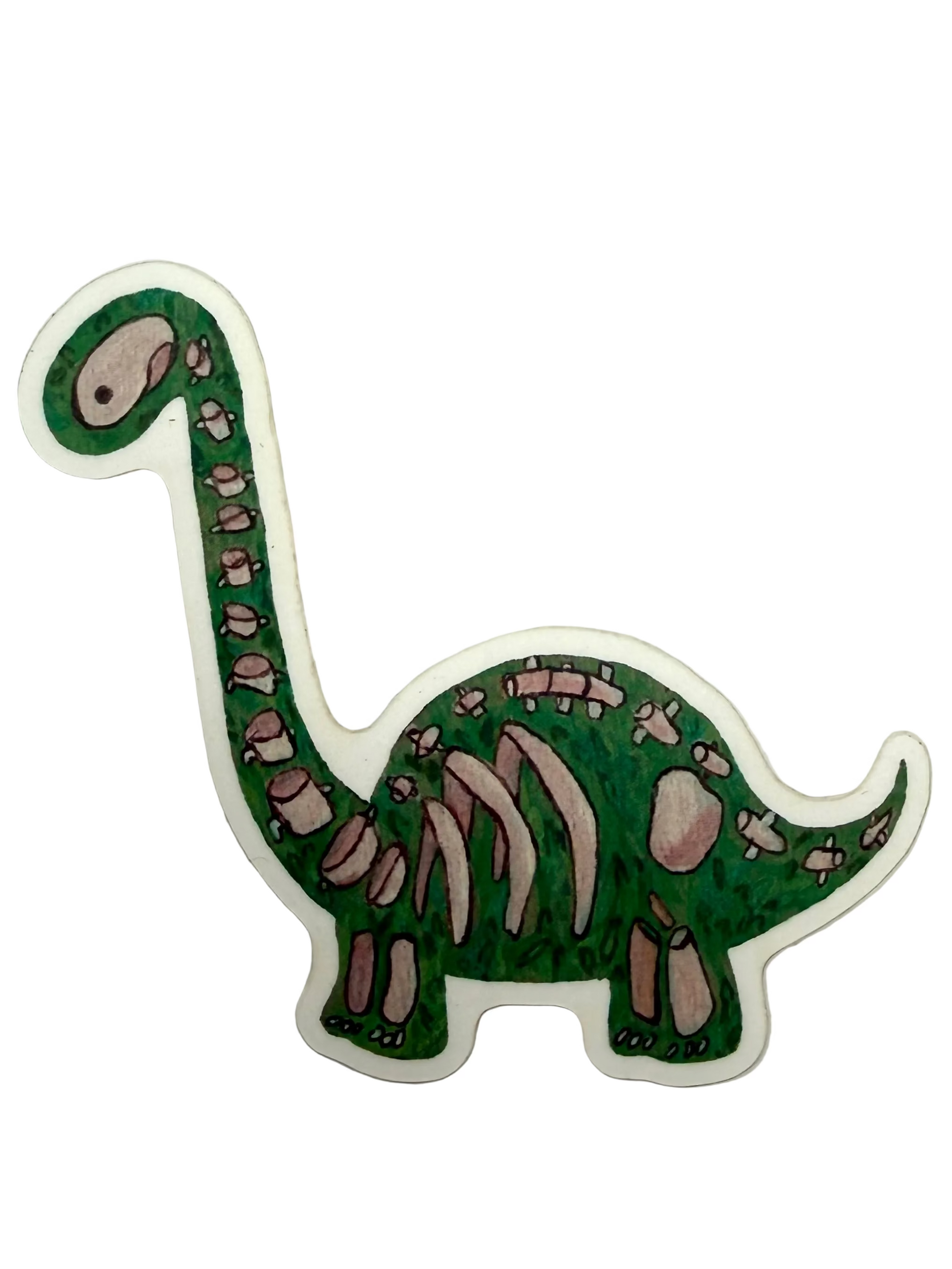 Sticker of a green dinosaur on a white background
