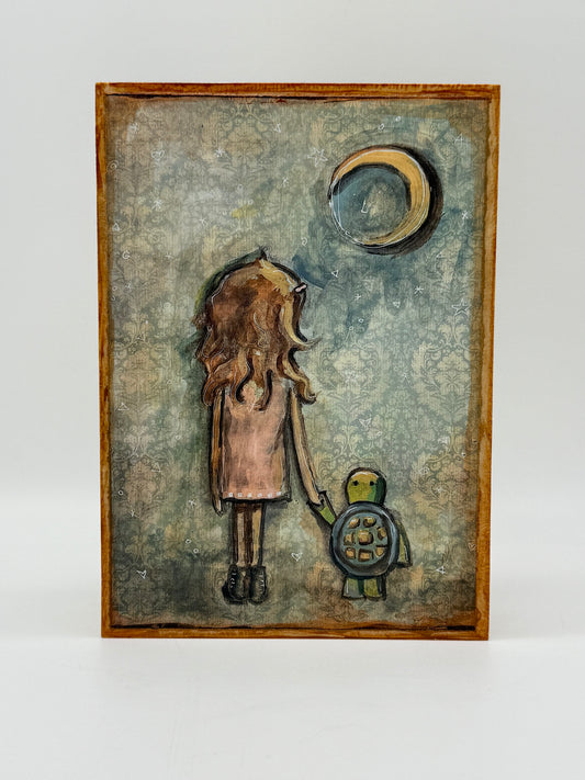 Ninjagrl Wood Mounted Print - la luna