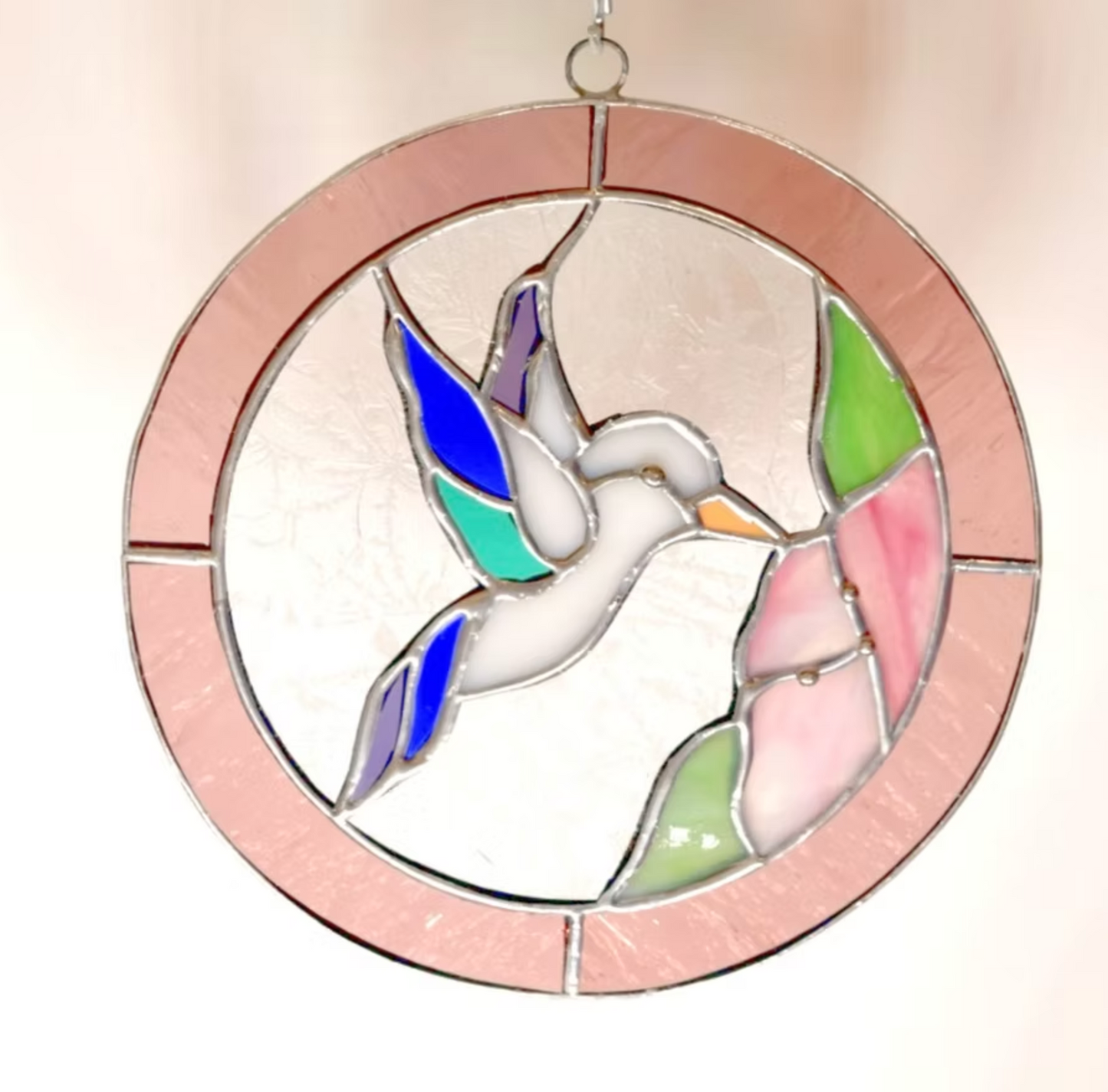 Stained Glass Hummingbird - Wine(7" Circle)
