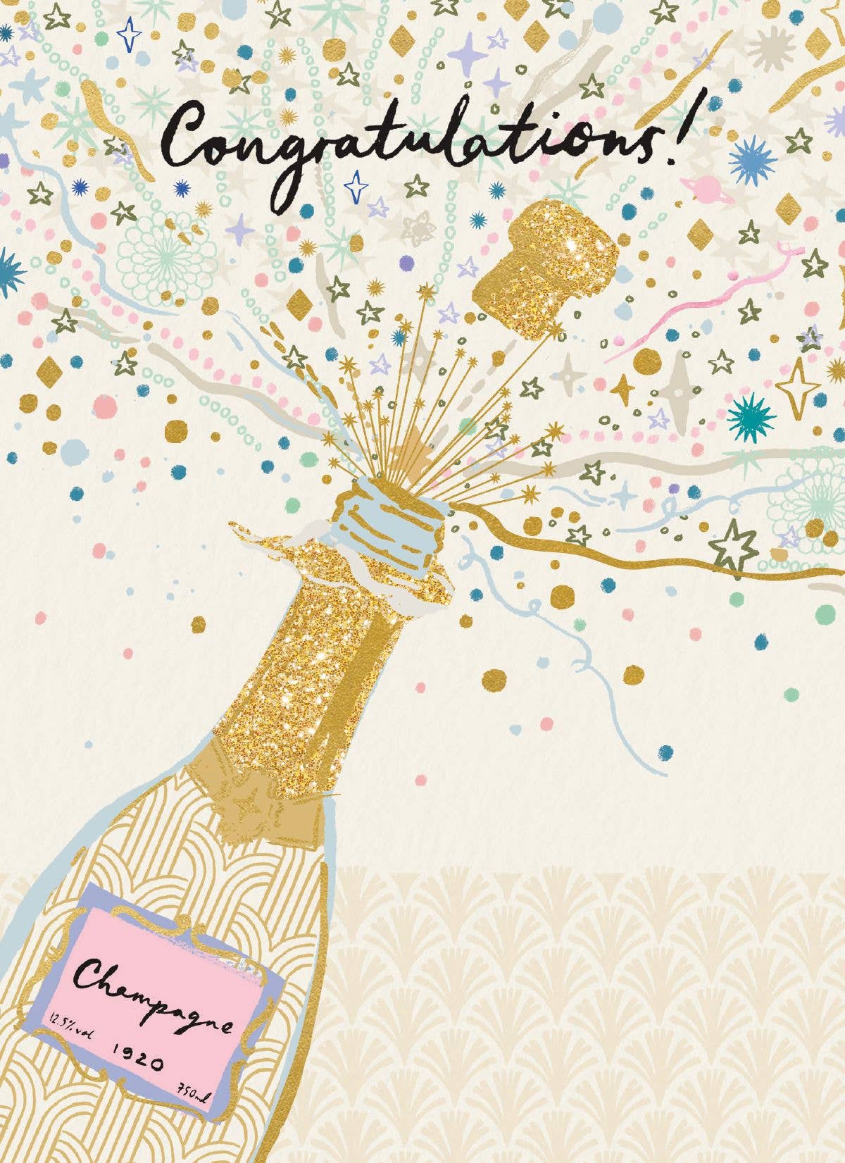 CONGRATULATIONS GREETING CARD CHAMPAGNE M&G: MUSEUMS & GALLERIES