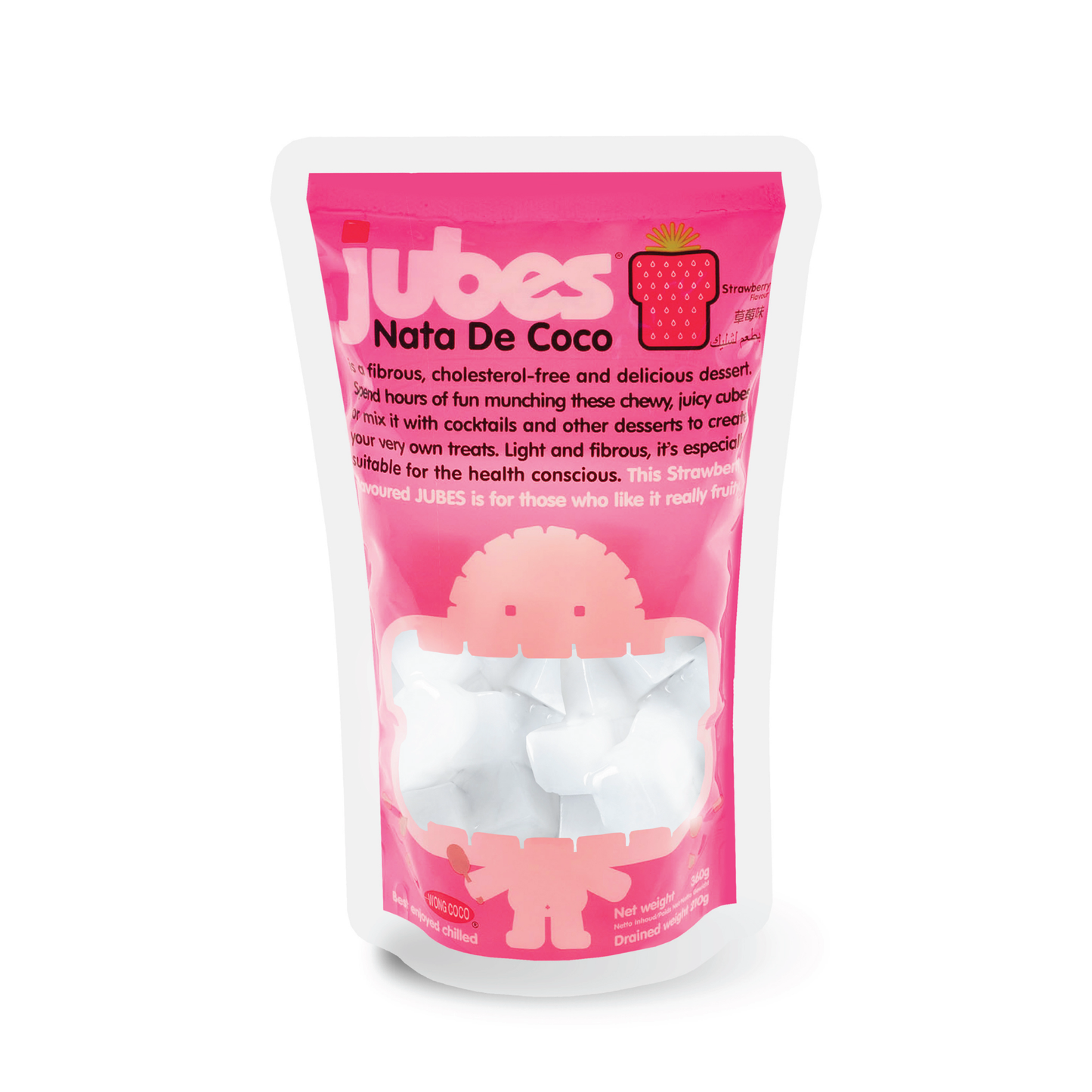 Jubes - Nata De Coco, Strawberry Flavor, 12.7oz Pouch, 24ct