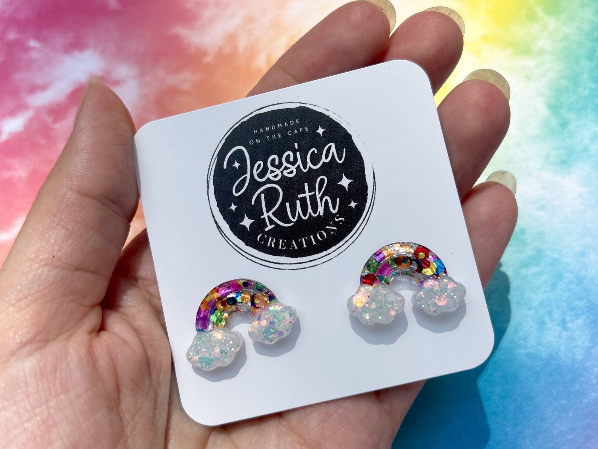 Big Rainbow and Cloud Stud Earrings - The Regal Find