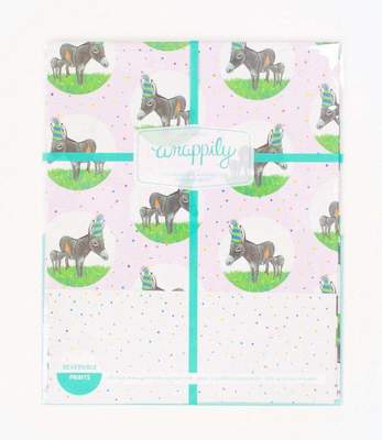 Birthday Donkey & Confetti • Double - sided Eco Wrapping Paper - The Regal Find