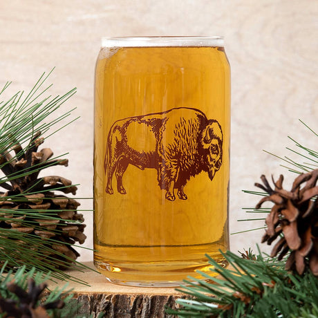 Bison Can Glass | Glass Cup | Buffalo | Pint - The Regal Find