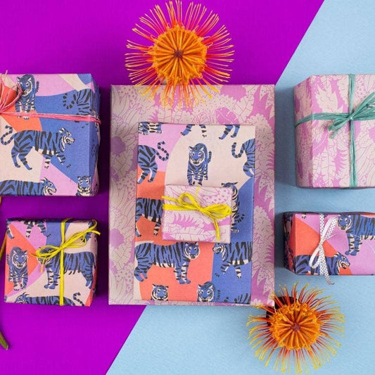 Blue Tigers • Double - Sided • Everyday Eco Wrapping Paper - The Regal Find