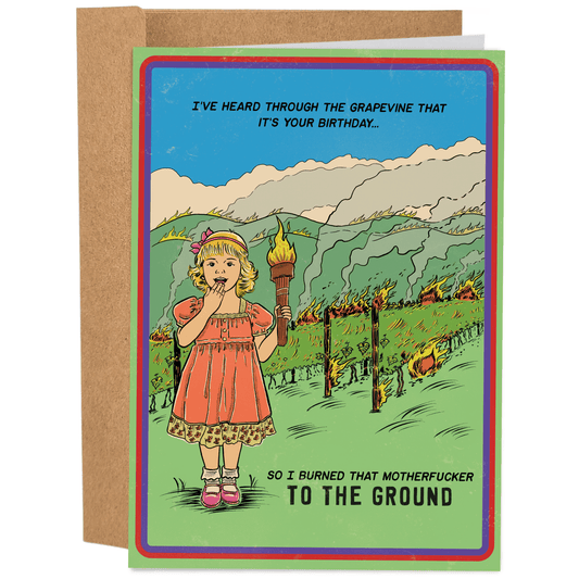Burned That Motherfucker - 70's Vintage Funny Birthday Card - The Regal Find
