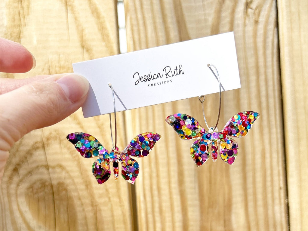 Butterfly Hoop Dangle Earrings: Lavender Dream - The Regal Find