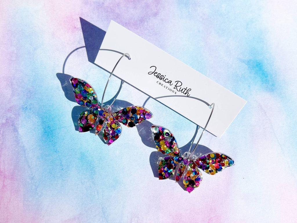 Butterfly Hoop Dangle Earrings: Spring Fling - The Regal Find