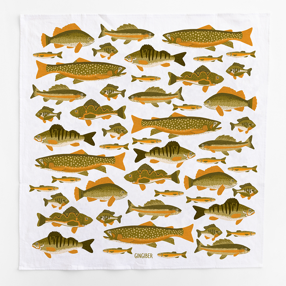 Fish Tea Towel - Coastal Fishing Kitchen Towel Decor