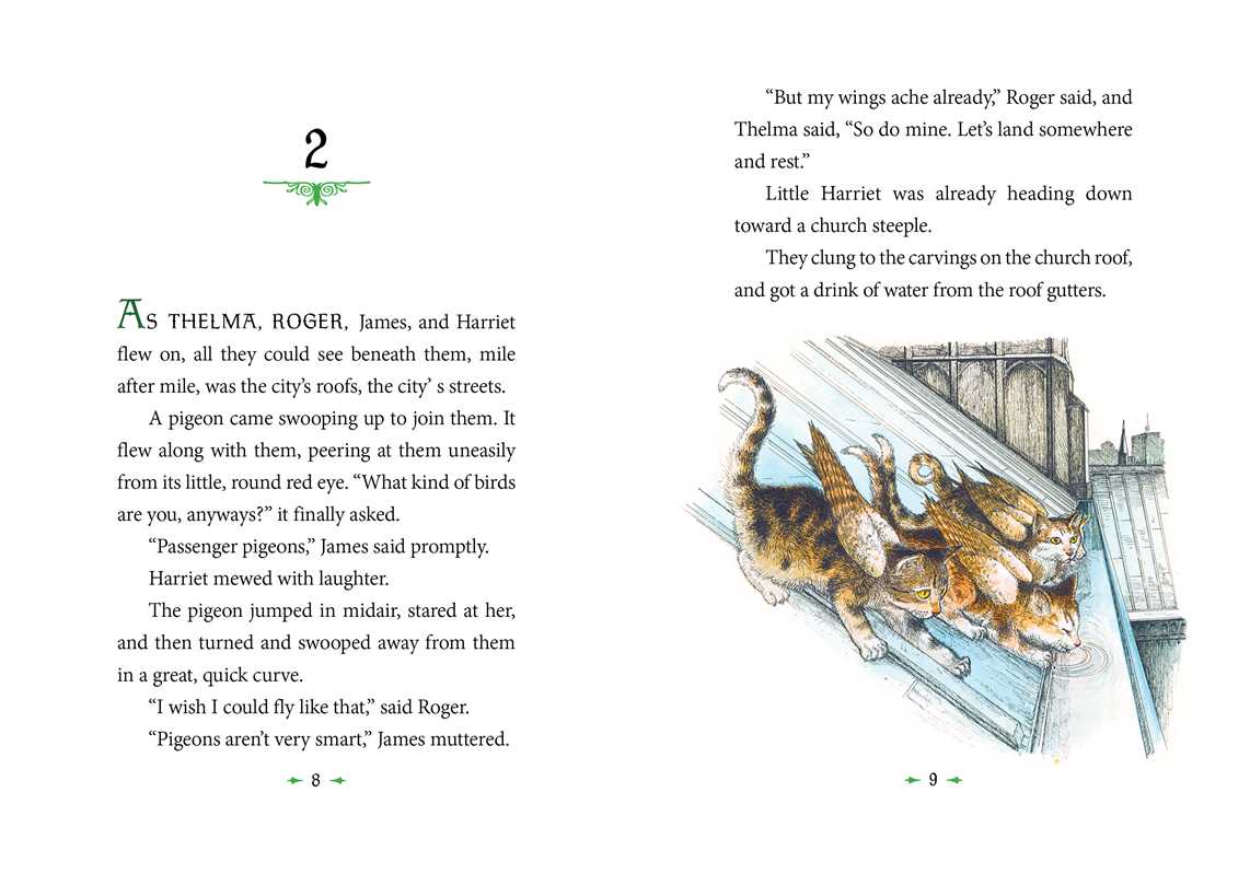 Page from a book with text and an illustration of two cats on a window ledge.