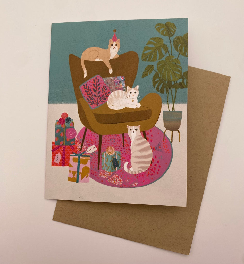 Cats on Chair Birthday Card - The Regal Find