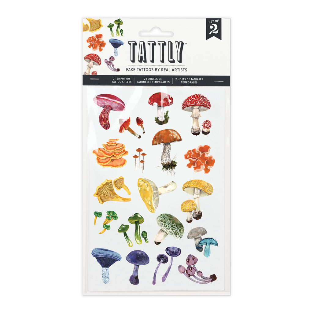 Colorful Mushrooms Tattoo Sheets - The Regal Find