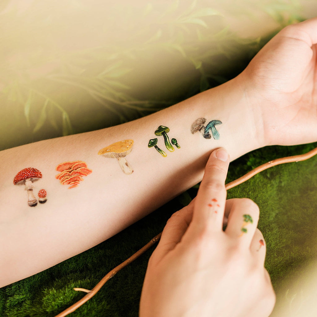 Colorful Mushrooms Tattoo Sheets - The Regal Find