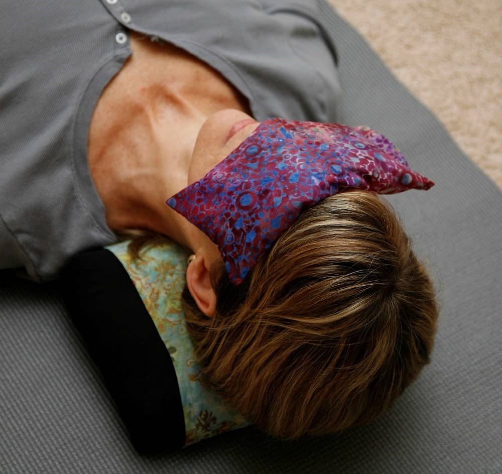 EYE PILLOW unscented/LAVENDER, hot/cold, yoga, meditation: Blue / Unscented FLAXSEED ONLY