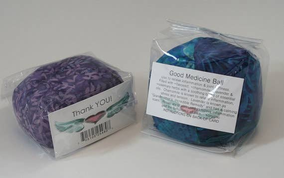 MASSAGE BALL stress relief, Good Medicine Ball, hot/cold: Greens / Unscented FLAXSEED ONLY