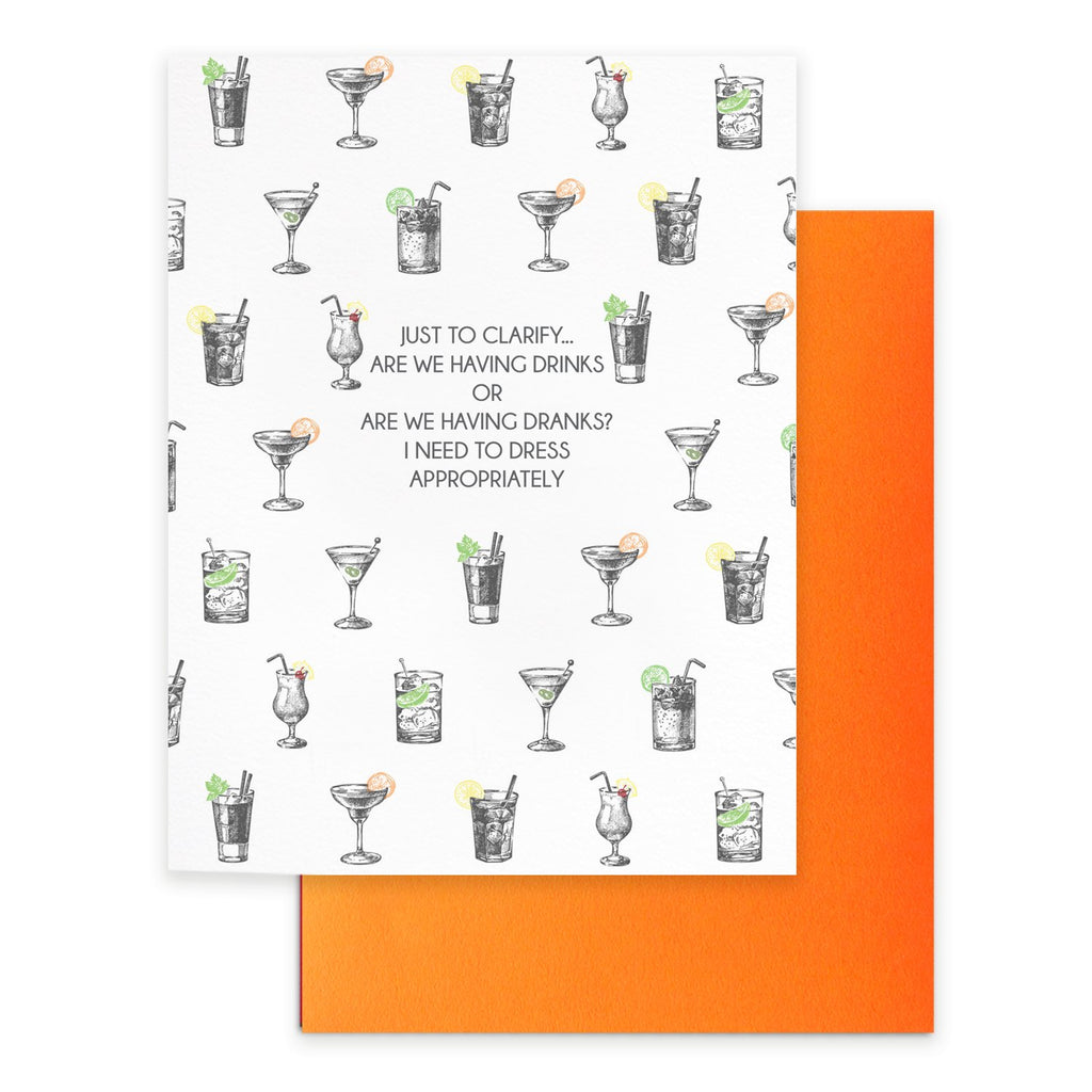 Drinks or Dranks: 5.5" x 4.25" with A2 white envelope - The Regal Find