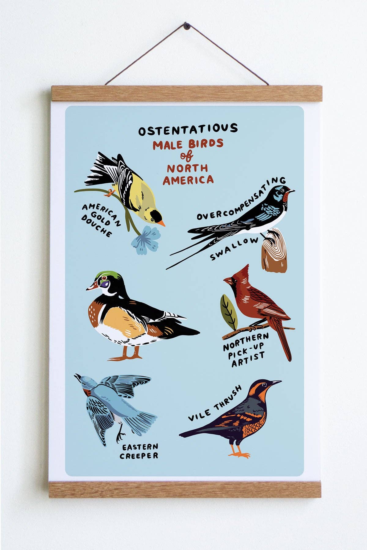 Male Birds Print: Blue / Small - 8" x 10"