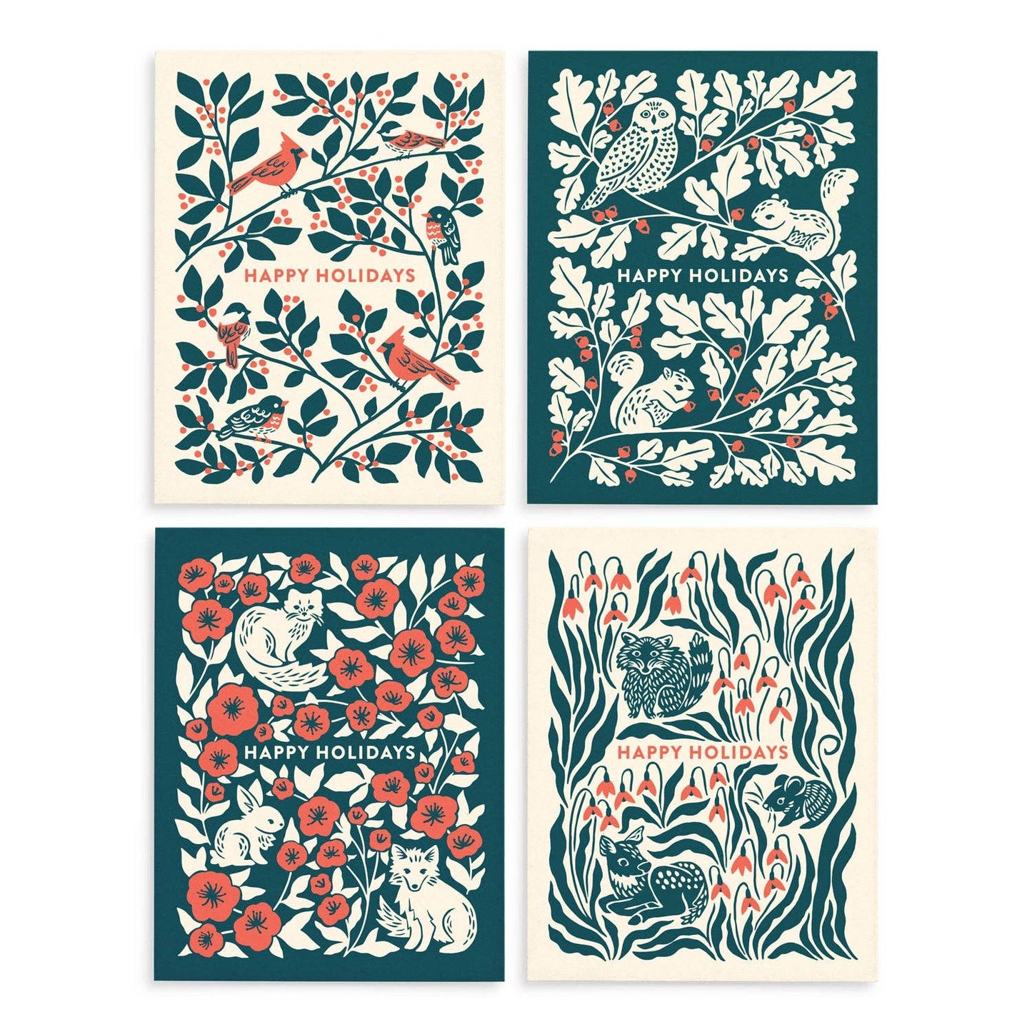 Woodland Animal Christmas Card Set: Original Art, Set of 8