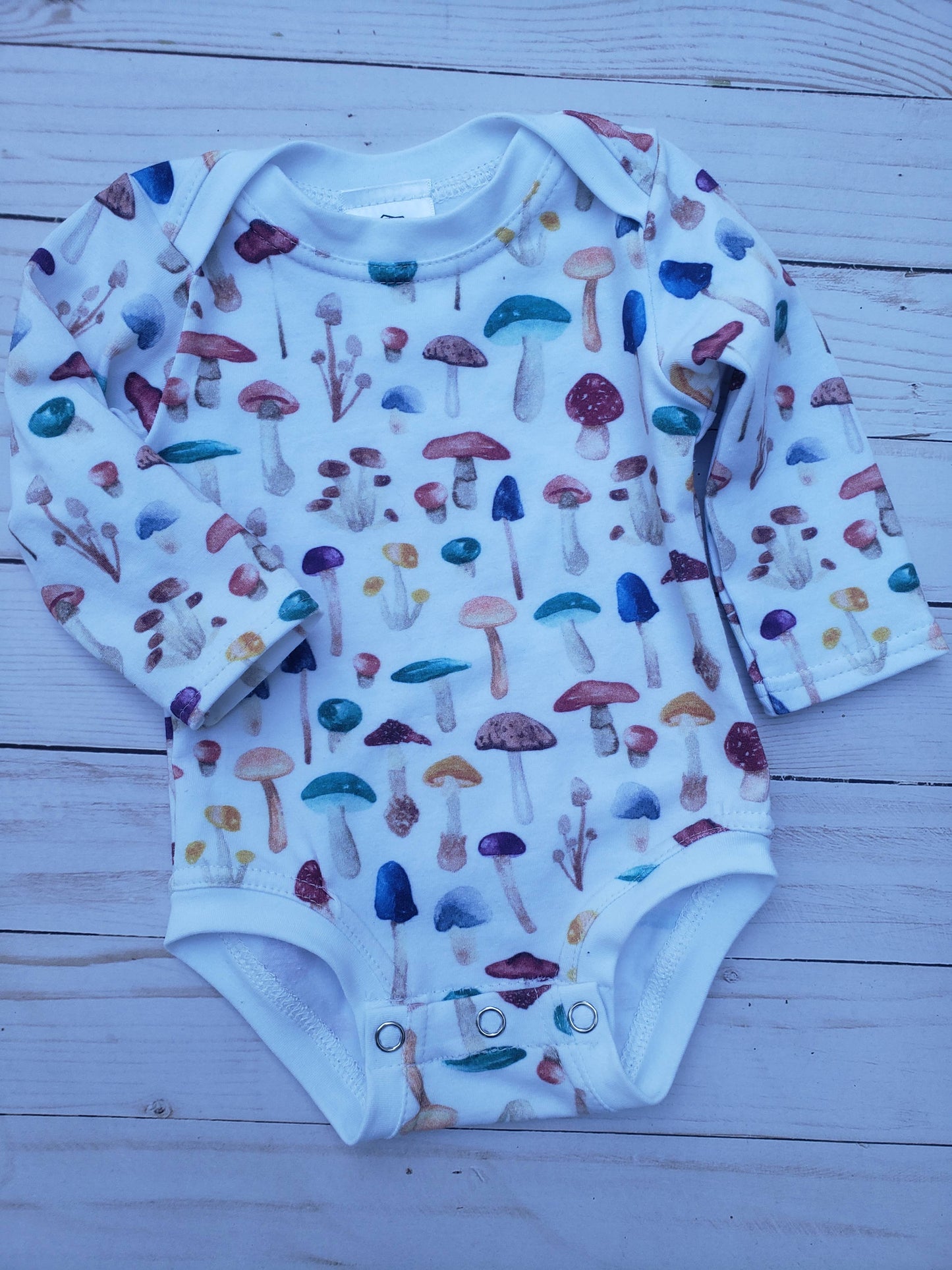 Mushroom bodysuit, infant clothing, infant bodysuit: 3-6 month / Short Sleeve
