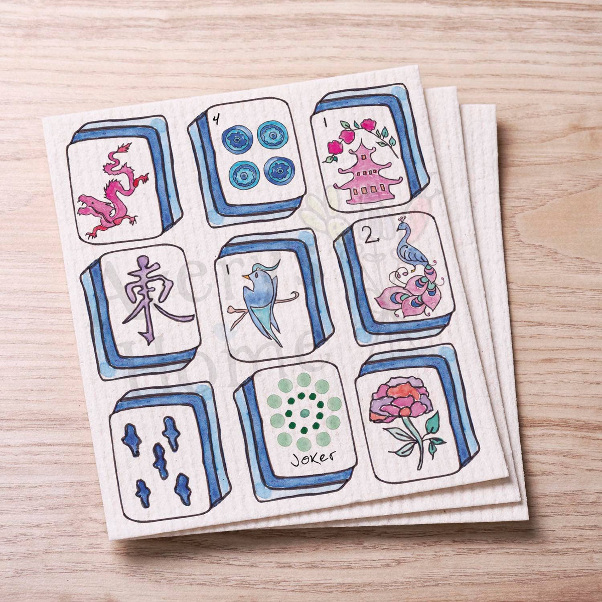 Mahjong Tiles Swedish Dishcloth – Game Lover Decor