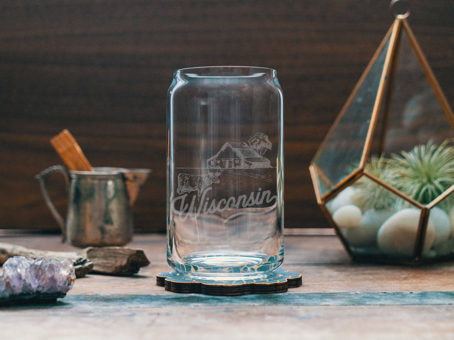 Wisconsin State Drinking Glasses: Beer Can ~16 oz