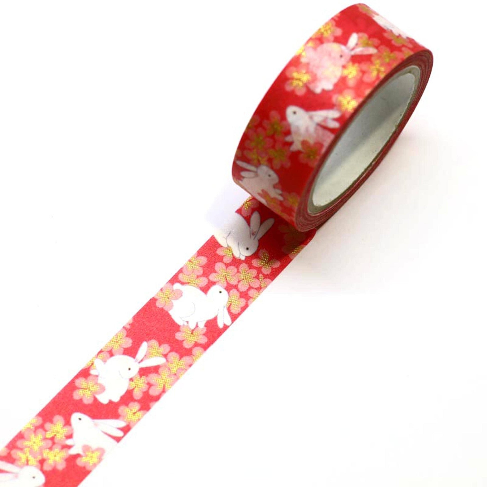 Kimono Beauty Mask Tape, 15Mm, Foil, Rabbit Cheery - The Regal Find