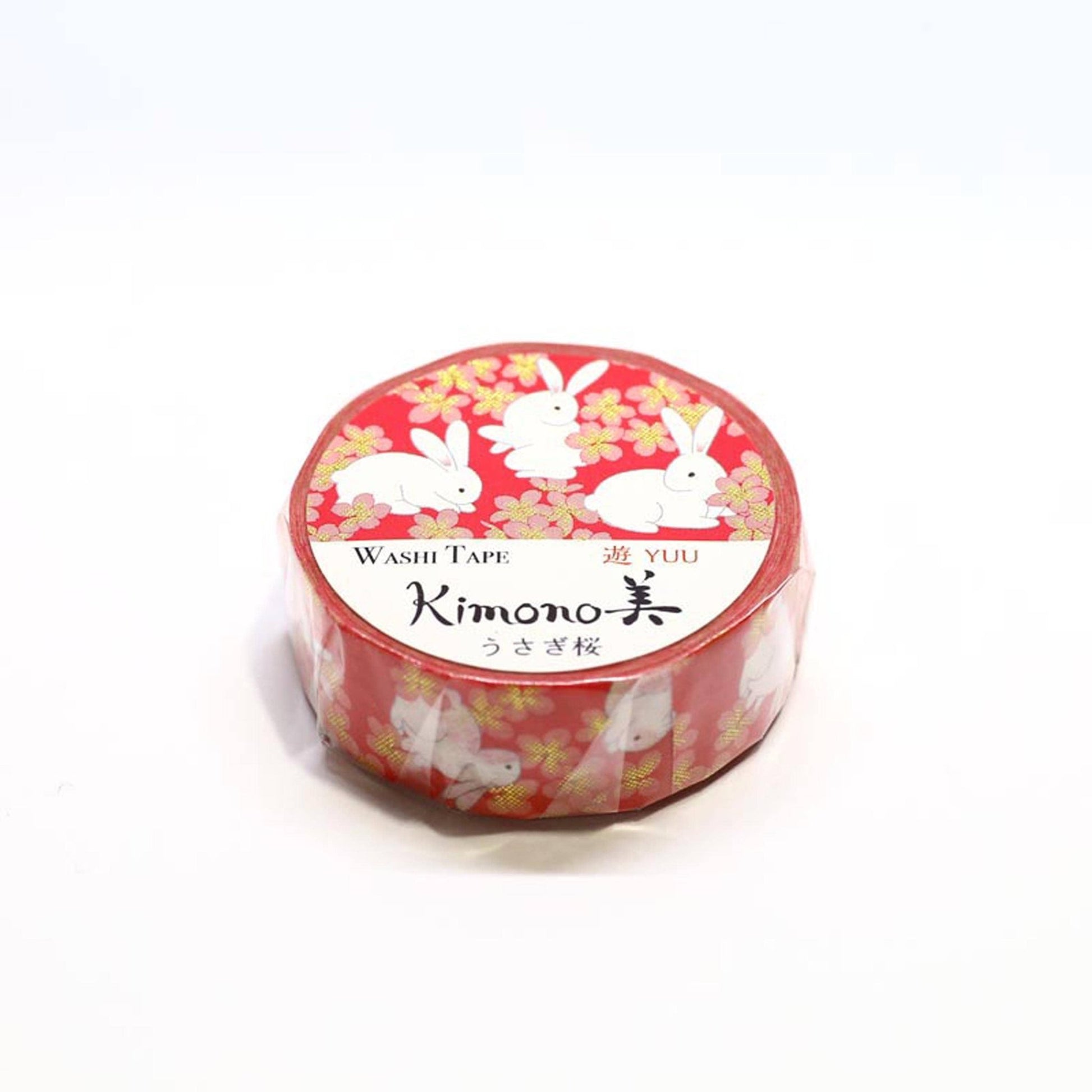 Kimono Beauty Mask Tape, 15Mm, Foil, Rabbit Cheery - The Regal Find