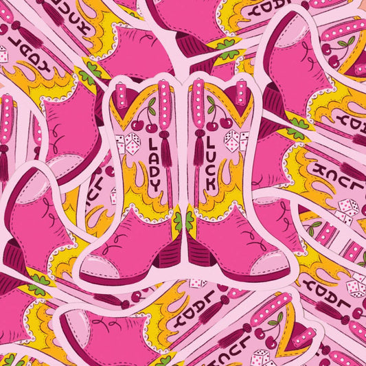 Lady Luck Las Vegas Cowboy Boots Vinyl Sticker - The Regal Find