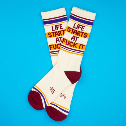 Life Starts At Fuck It Gym Crew Socks - The Regal Find