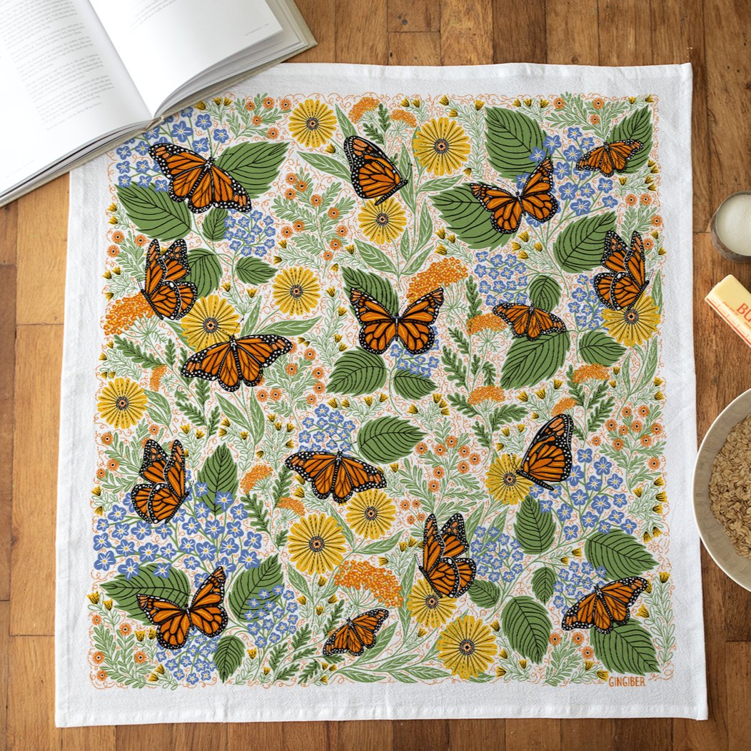 Monarch Garden Tea Towel - The Regal Find