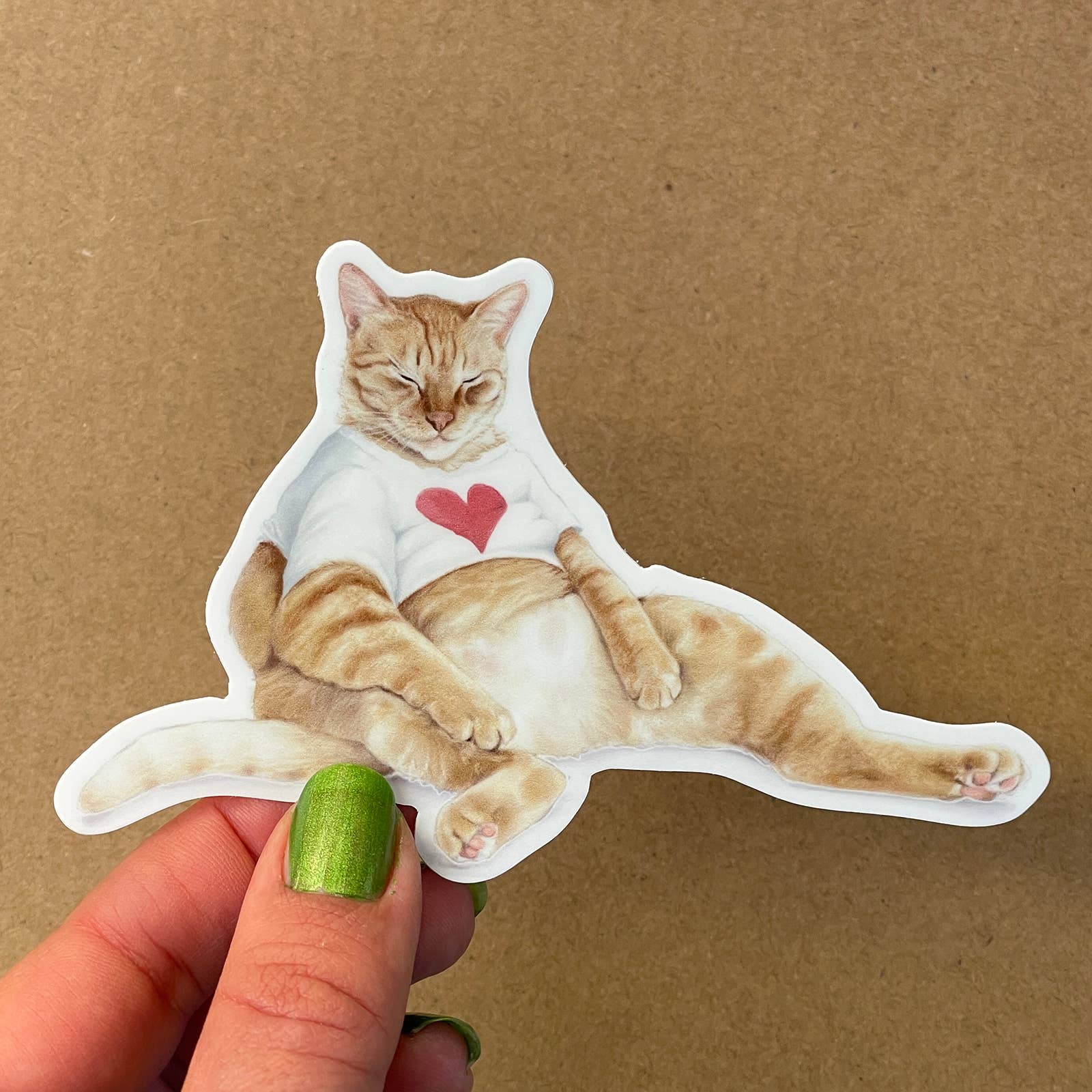 Orange Tabby in Heart Tee Vinyl STICKER - The Regal Find