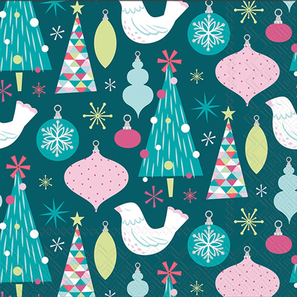 Paper Cocktail Napkins Pk/20 Pastel Christmas Christmas - The Regal Find