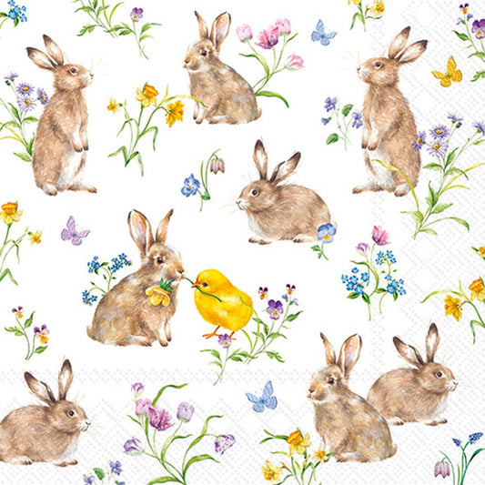 Paper Lunch Napkins 20ct Easter Friends White - The Regal Find