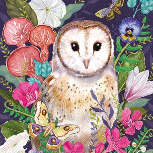 Paper Lunch Napkins Set/20 Floral Barn Owl - The Regal Find