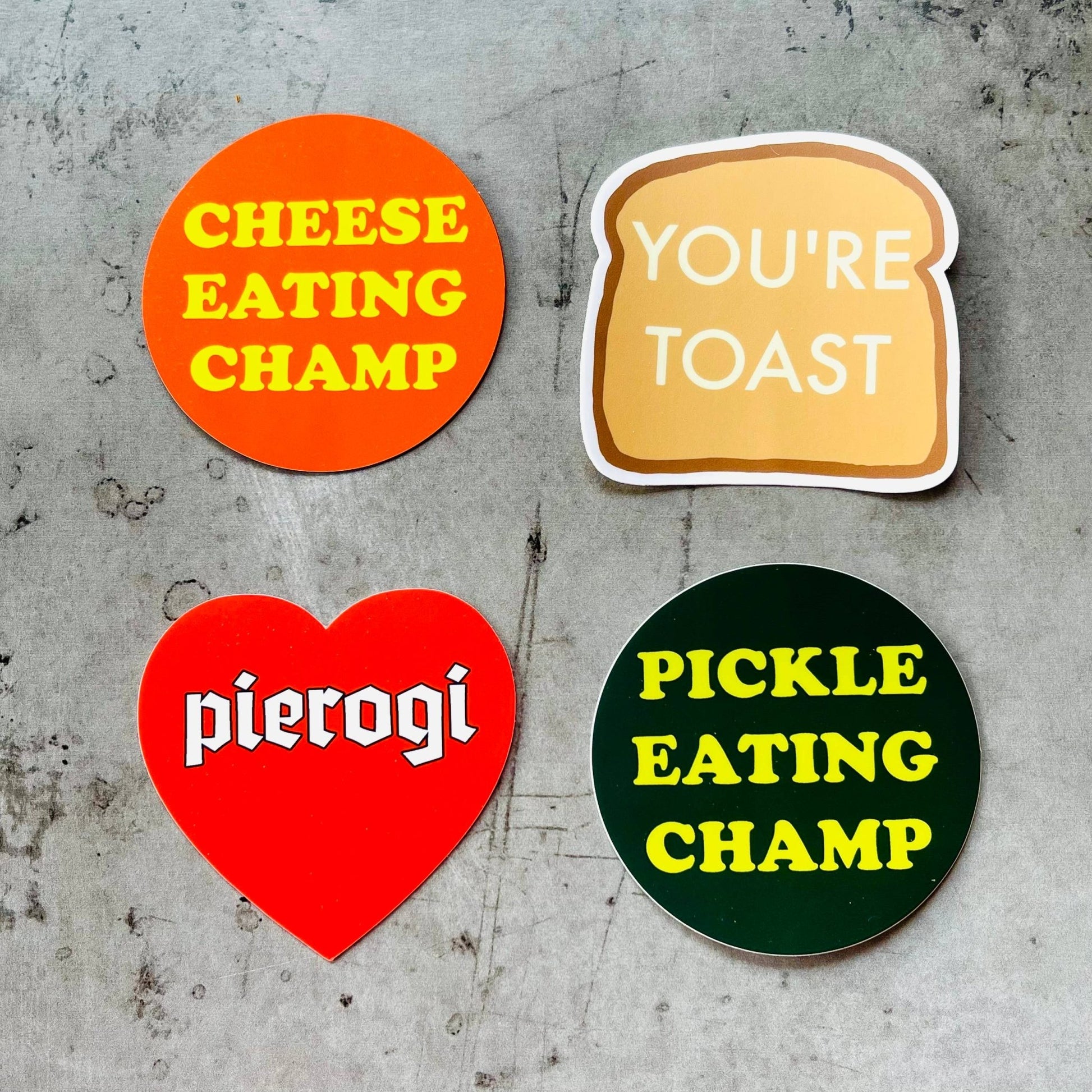 Pickle eating Champ Sticker 3” foodie restaurant deli gift - The Regal Find
