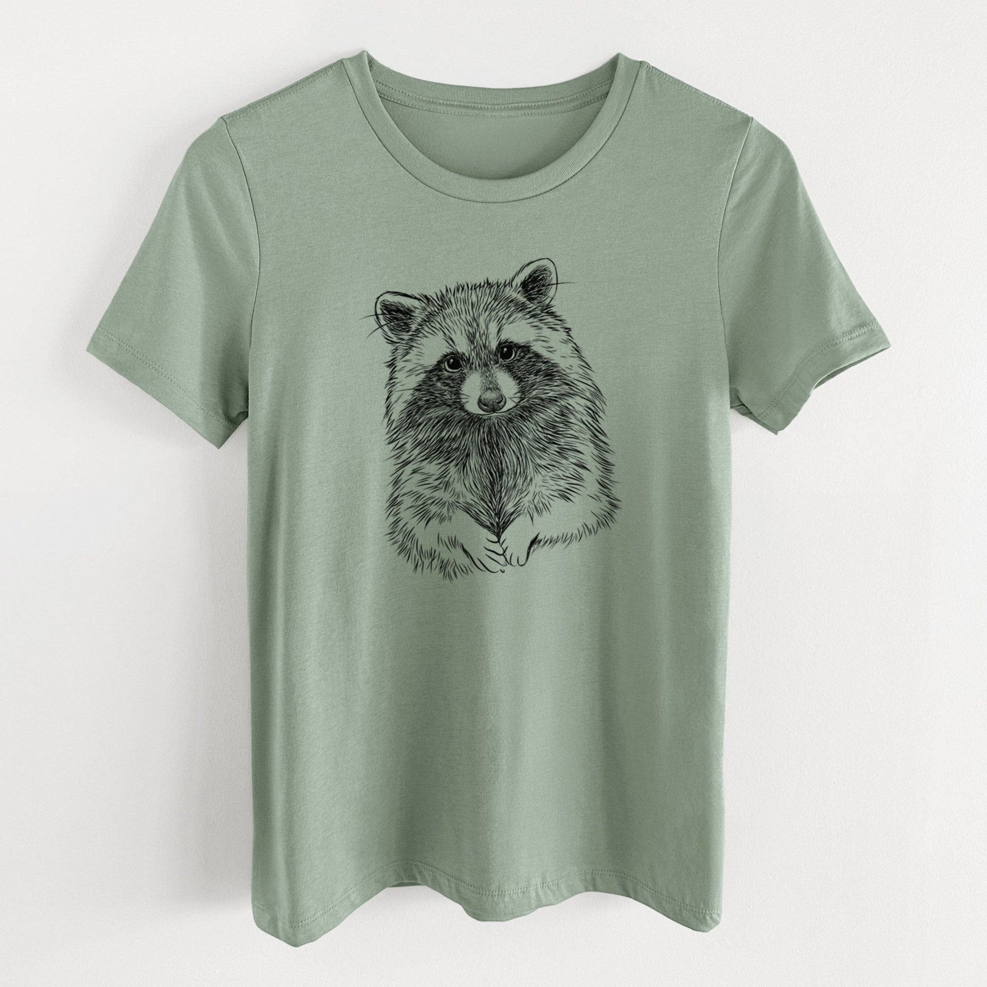 Raccoon - Women's Lightweight Relaxed Fit 100% Cotton Crewneck (Sage) - The Regal Find