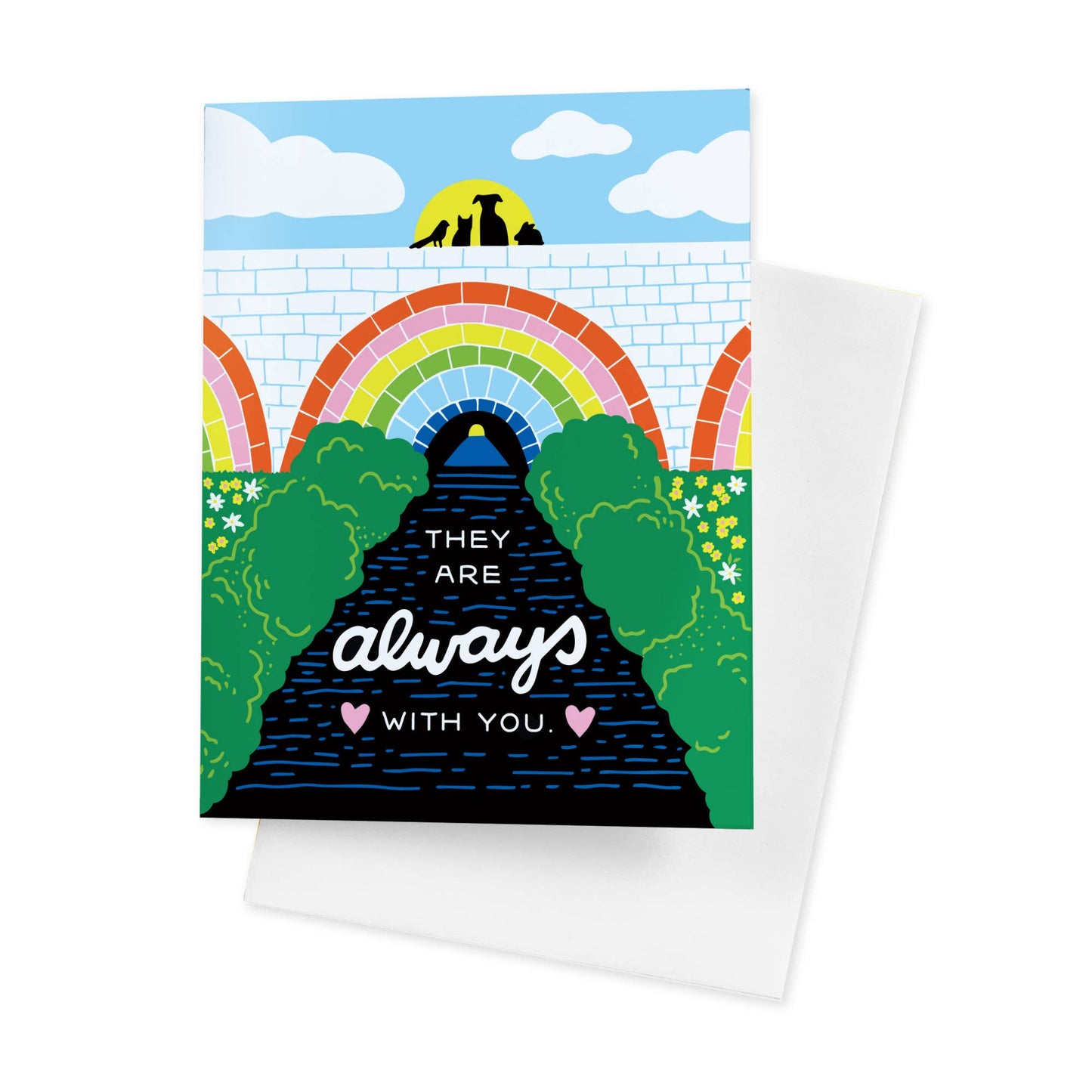 Rainbow Bridge Pet Loss A2 Single Greeting Card - The Regal Find