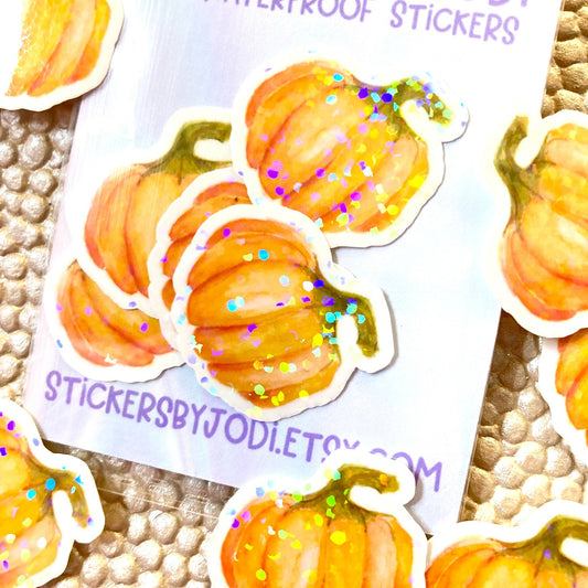 Tiny Pumpkin Holographic Glitter Stickers - The Regal Find