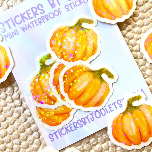 Tiny Pumpkin Holographic Glitter Stickers - The Regal Find